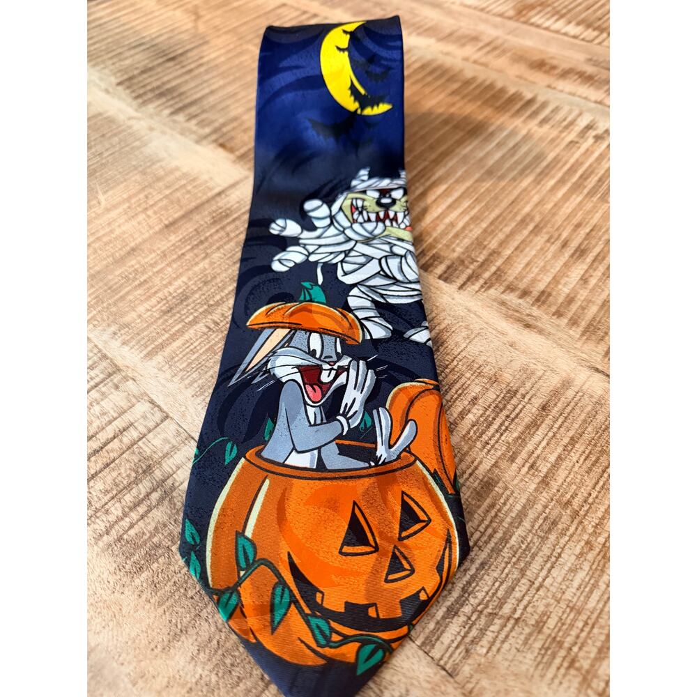 Looney‎ Tunes Mania Tie Bugs Bunny Taz Halloween Pumpkin Novelty
